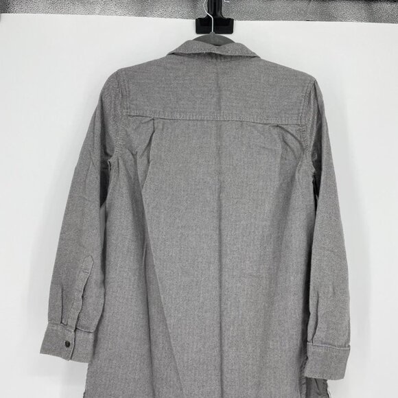 BDG Grey button down slit sides  fringe hem shirt - Picture 7 of 13